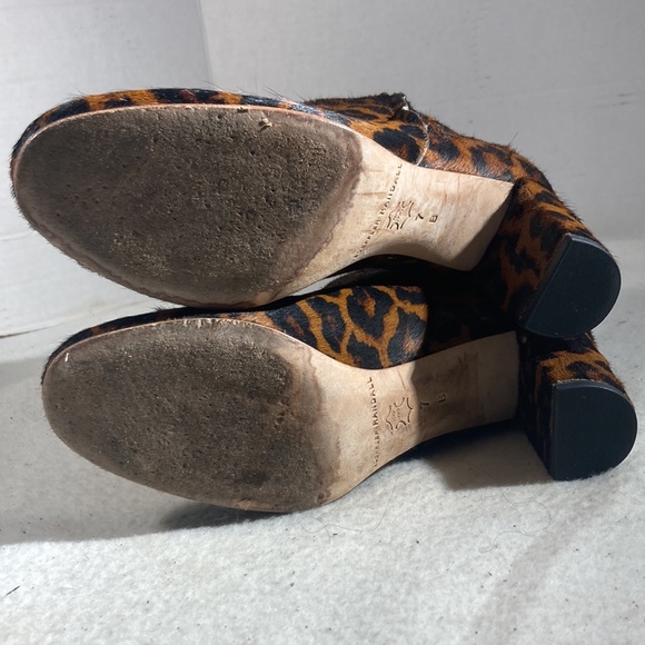 Loeffler Randall Leopard Print Pony Hair Chunky Heel Ankle Boots - Picture 6 of 7